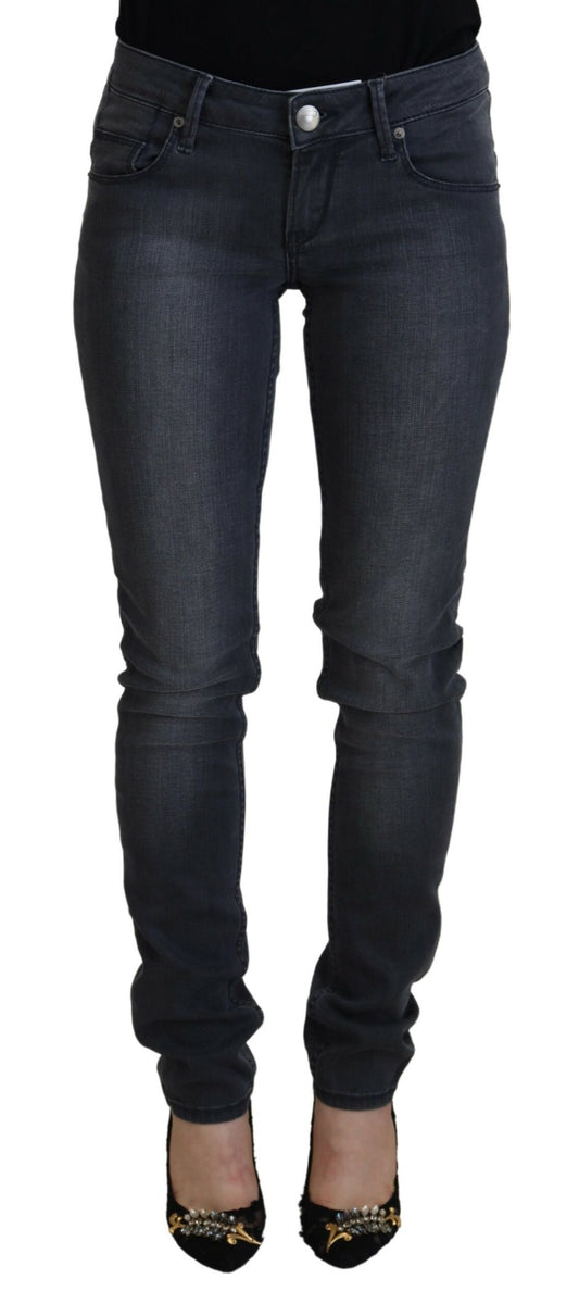 Acht Graue Baumwolle Skinny niedrige Taille Frauen Casual Denim Jeans