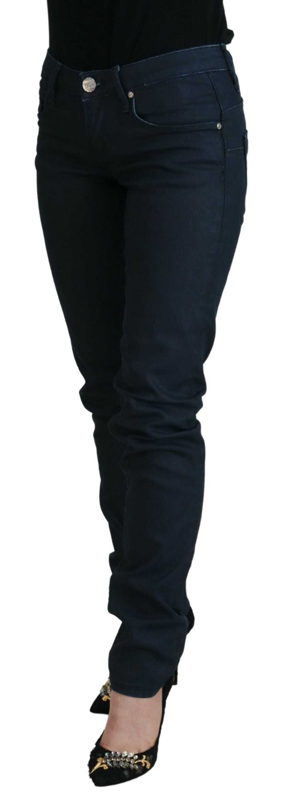 Acht Blaue Baumwolle Skinny niedrige Taille Frauen Casual Denim Jeans