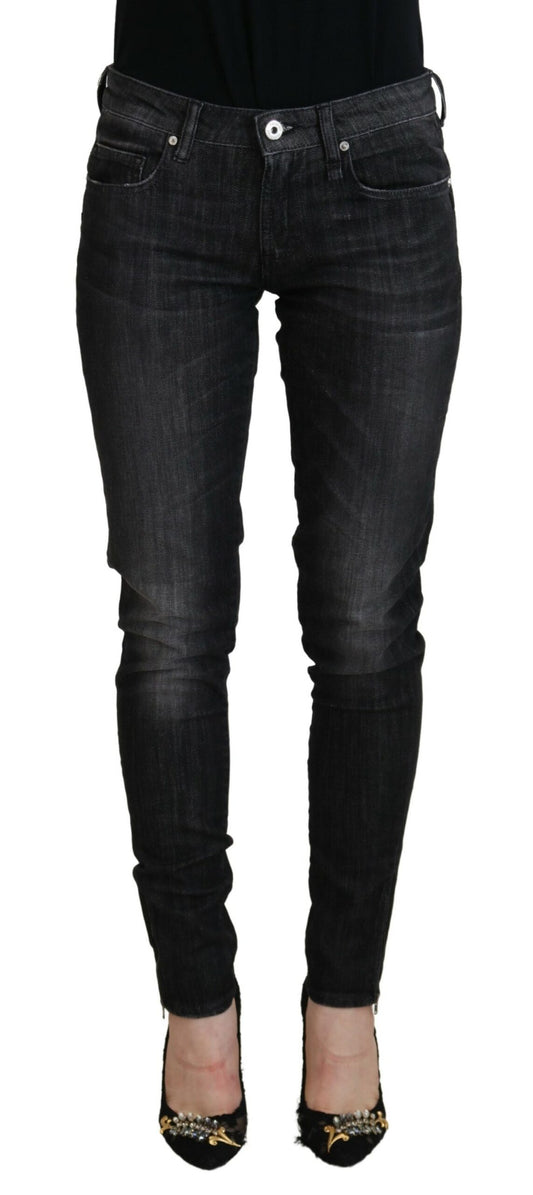 Fiorucci Schwarz Baumwolle Niedrige Taille Skinny Frauen Casual Jeans