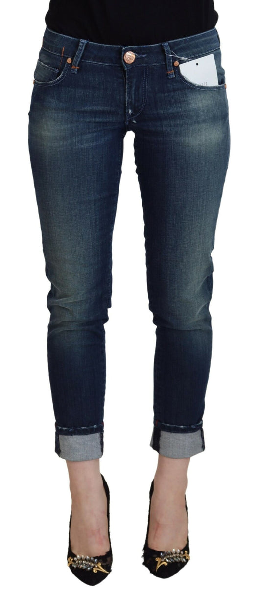 Acht Blaue Baumwolle Slim Fit Damen Casual Denim Jeans