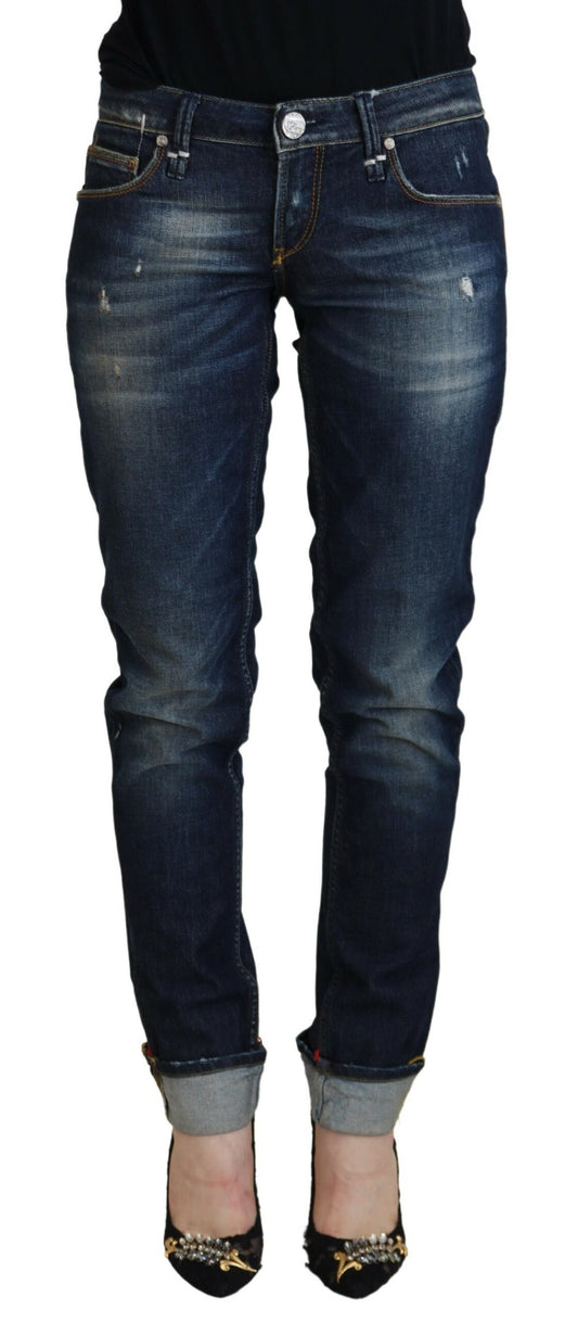 Acht Blaue Baumwolle Slim Fit Damen Casual Denim Jeans