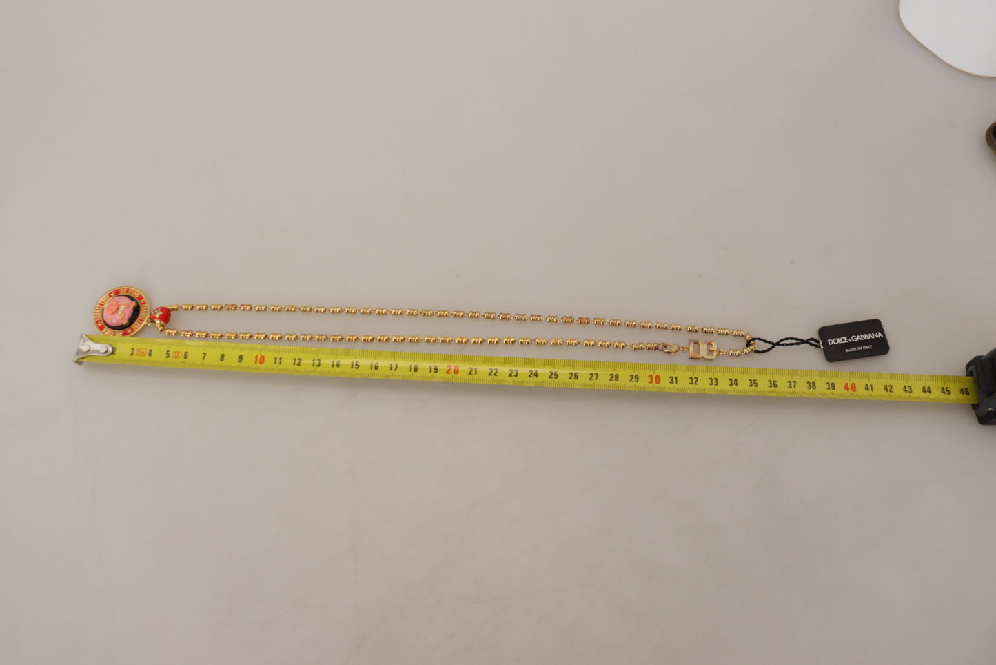 Dolce & Gabbana Gold Messing Kette SUPER PIG Anhänger Logo Halskette