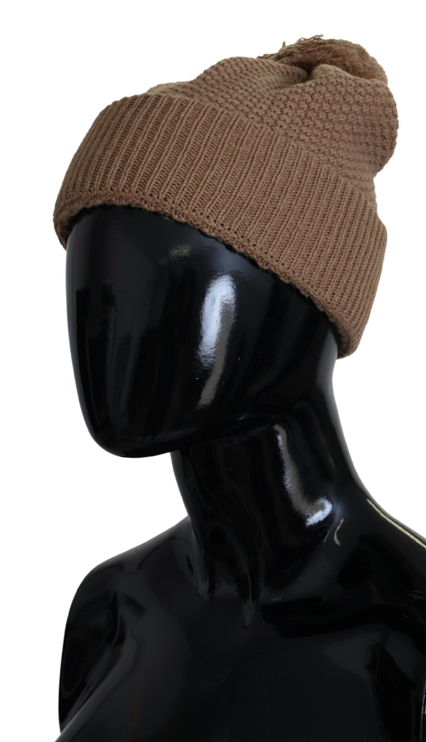 Dolce & Gabbana Brown Solid gestrickt Pelz Ball Winter Beanie Hut