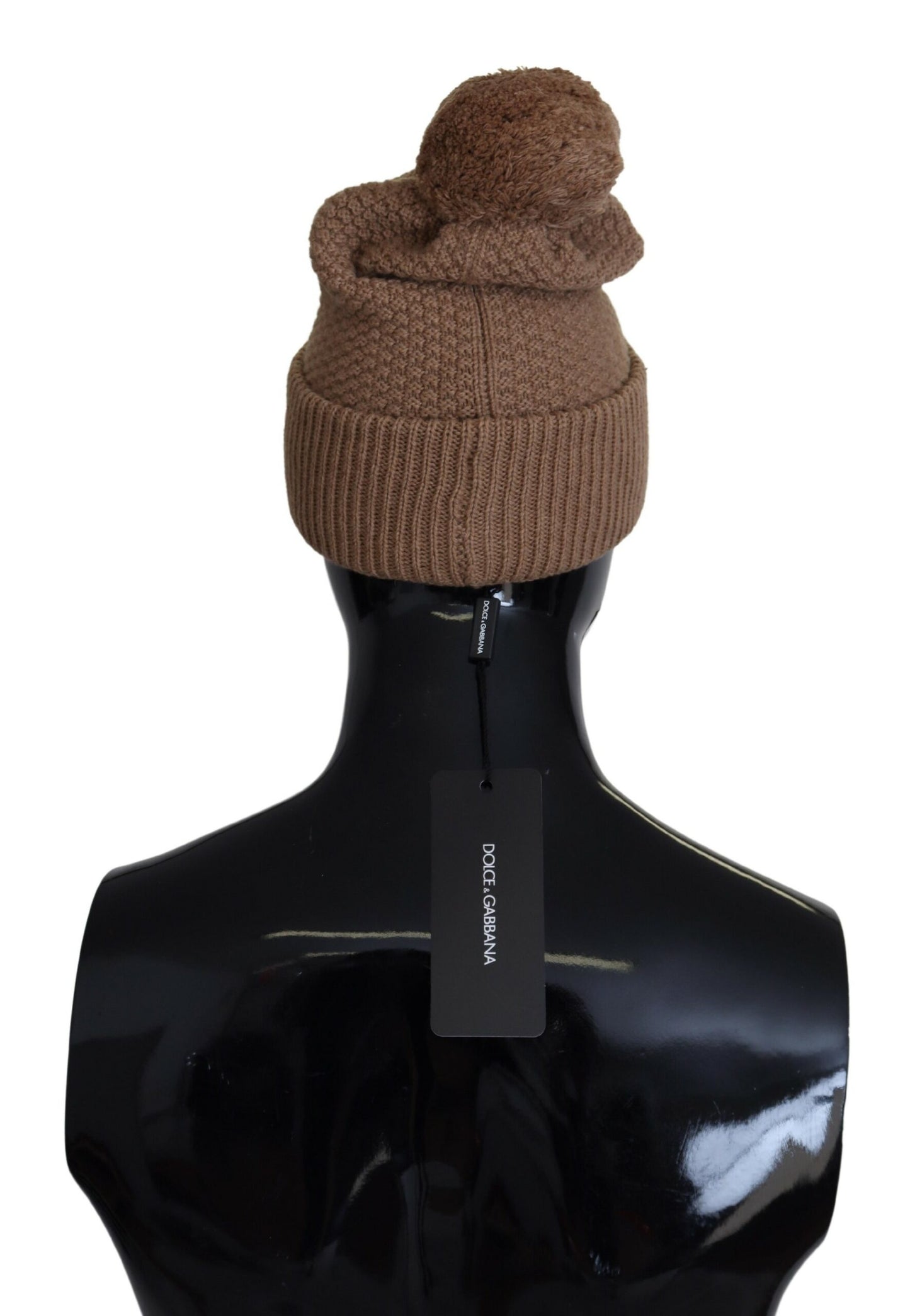 Dolce & Gabbana Brown Solid gestrickt Pelz Ball Winter Beanie Hut