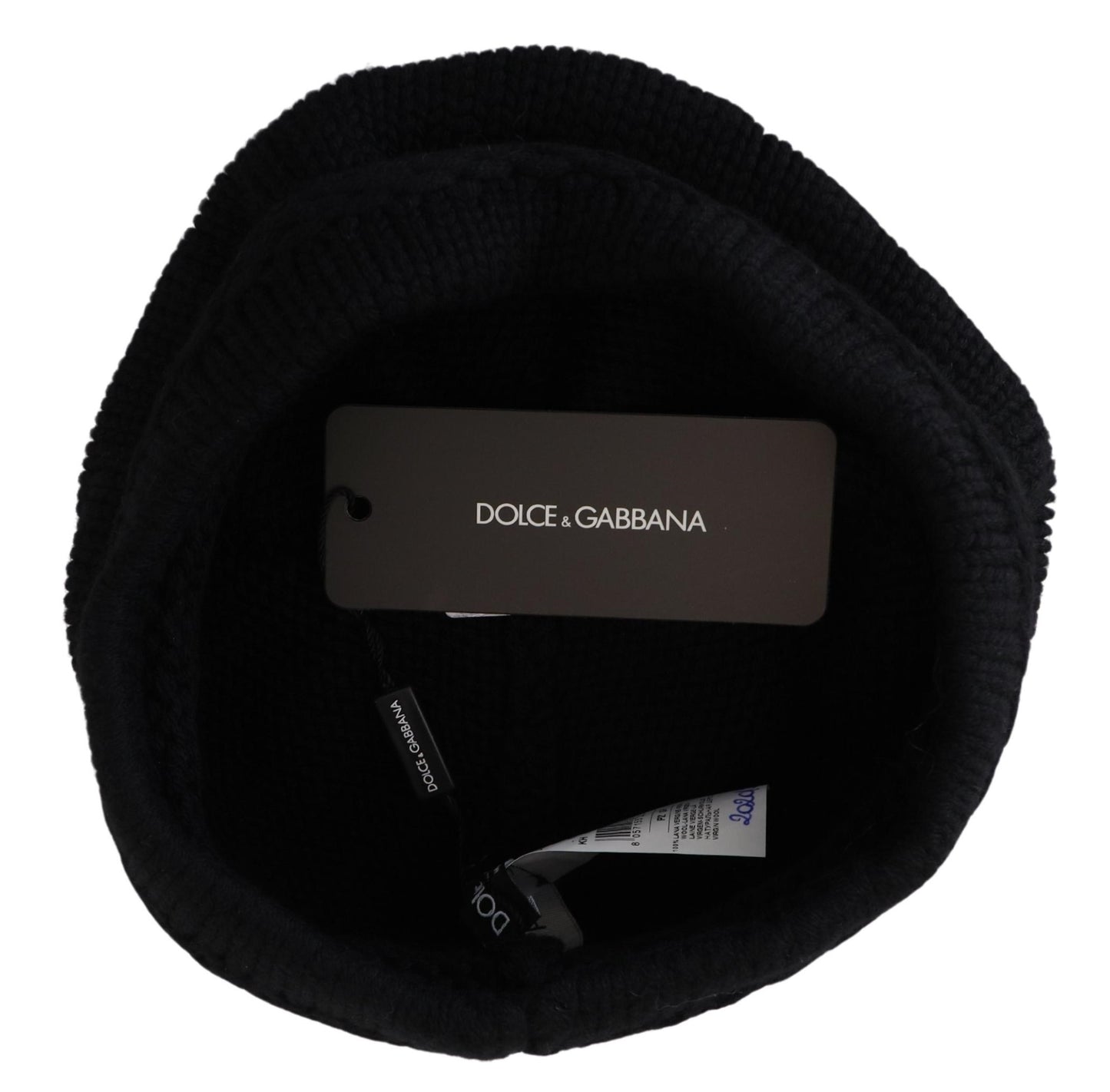 Dolce & Gabbana Schwarze Schurwolle Frauen Winter Beanie Mütze Hut