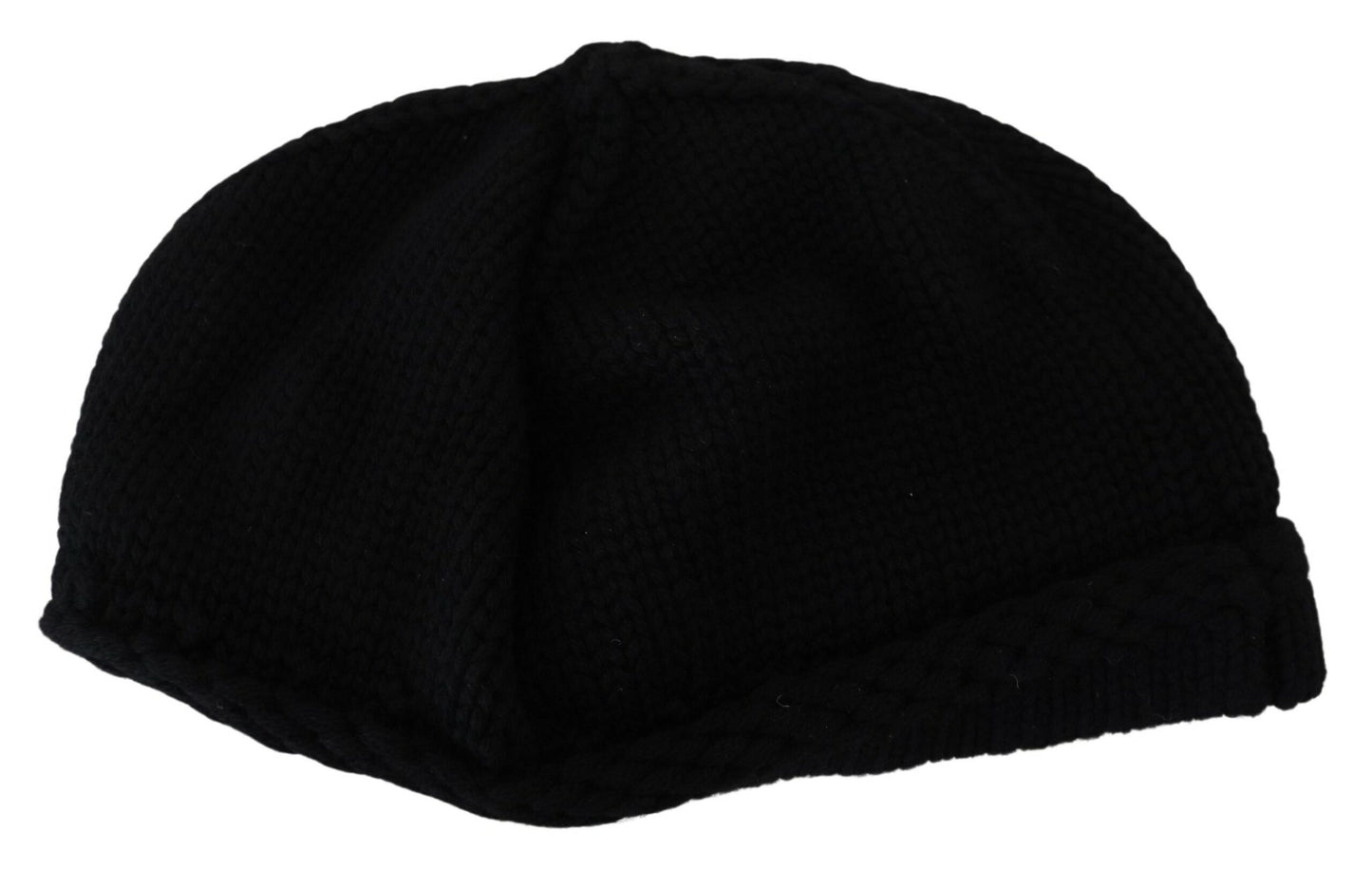Dolce & Gabbana Schwarze Schurwolle Frauen Winter Beanie Mütze Hut