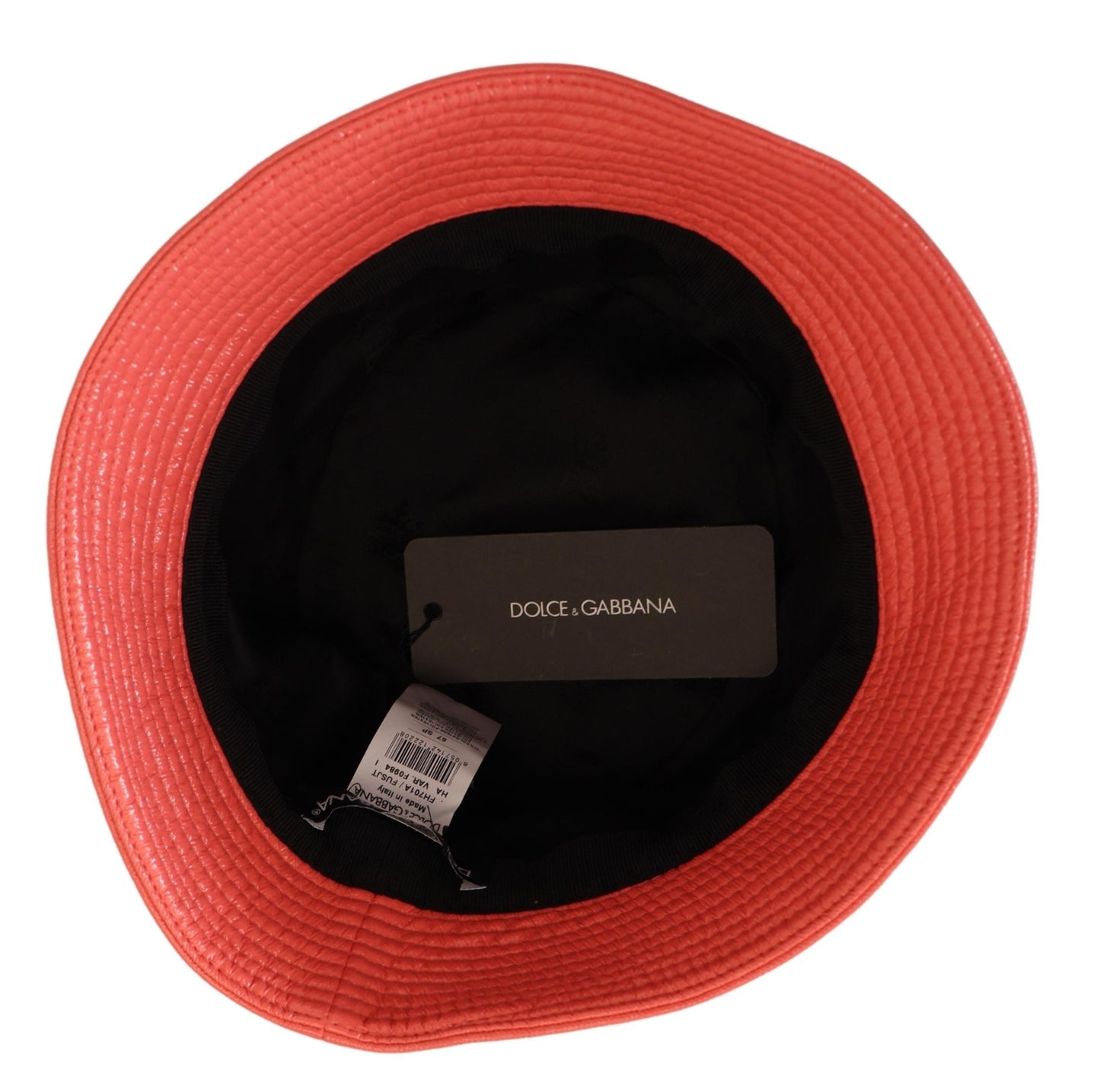 Dolce & Gabbana Pfirsich gesteppt Kunstleder Frauen Eimer Kappe Hut