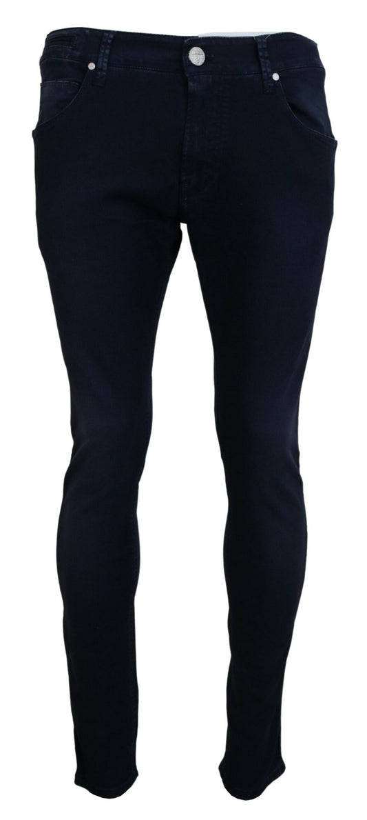 Acht Blaue Baumwolle Tapered Slim Fit Herren Casual Denim Jeans