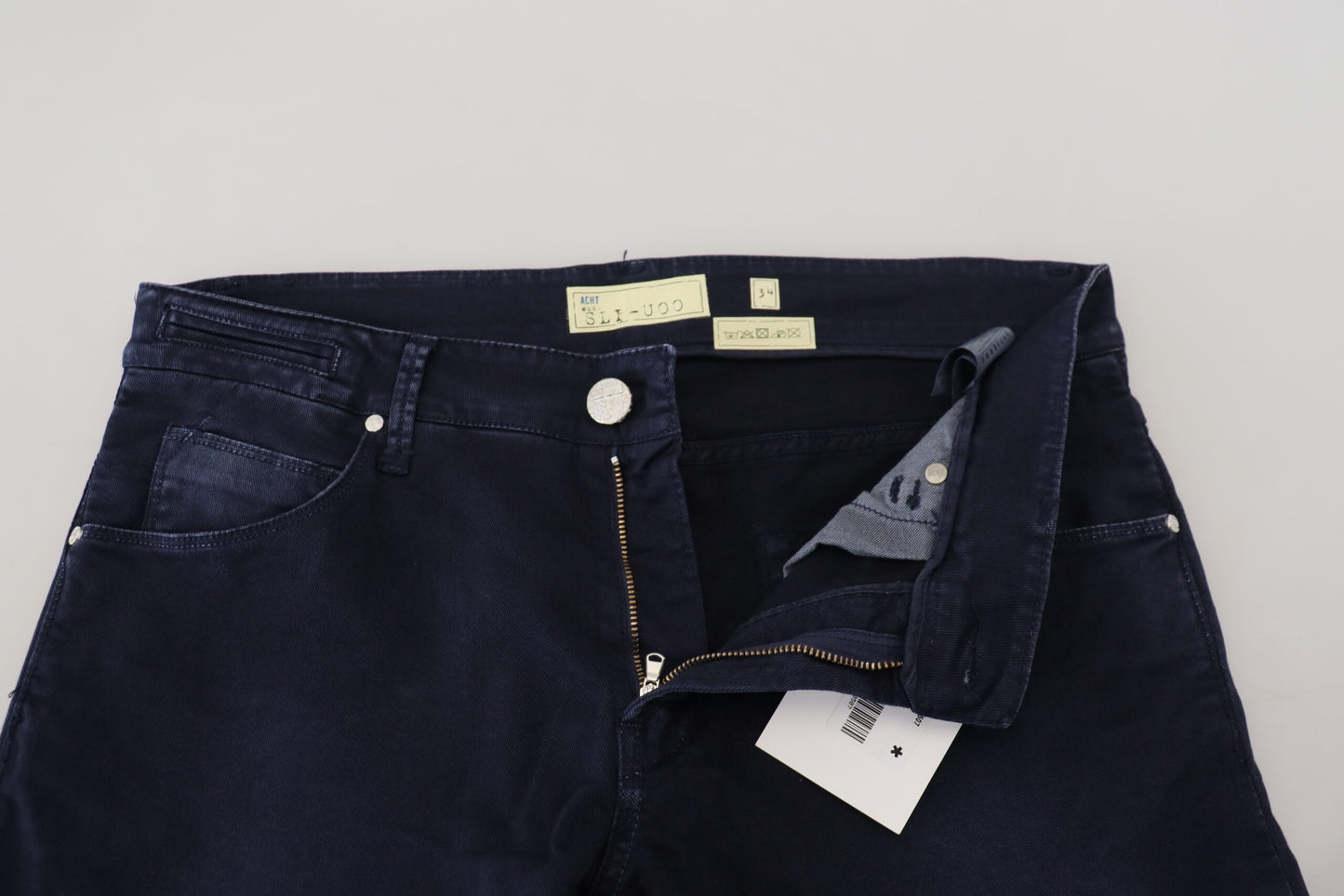 Acht Blaue Baumwolle Tapered Slim Fit Herren Casual Denim Jeans