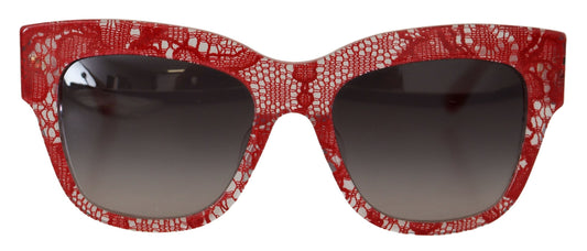 Dolce & Gabbana Rote Sonnenbrille DG4231F Spitze Acetat Rechteck Shades