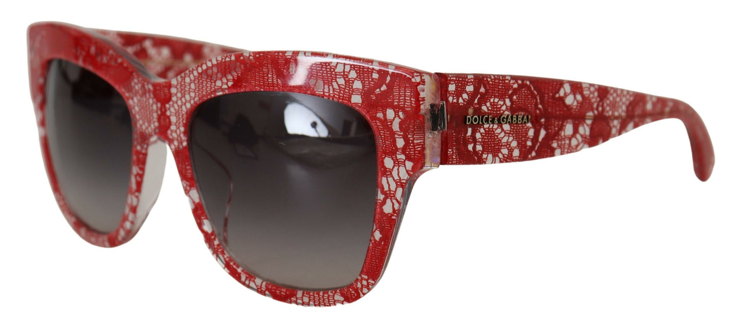 Dolce & Gabbana Rote Sonnenbrille DG4231F Spitze Acetat Rechteck Shades