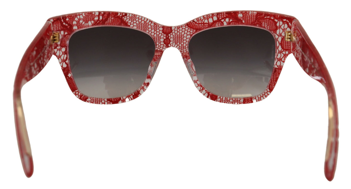 Dolce & Gabbana Rote Sonnenbrille DG4231F Spitze Acetat Rechteck Shades