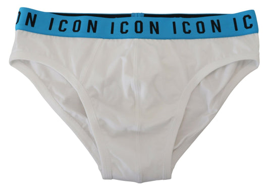 Dsquared² Weiße Icon Logo Baumwolle Stretch Männer Slip Unterwäsche