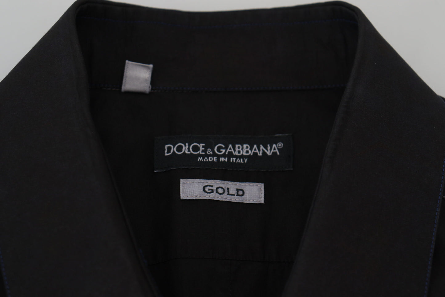 Dolce & Gabbana Schwarzes langärmeliges Hemd GOLD mit Kragen aus Baumwolle