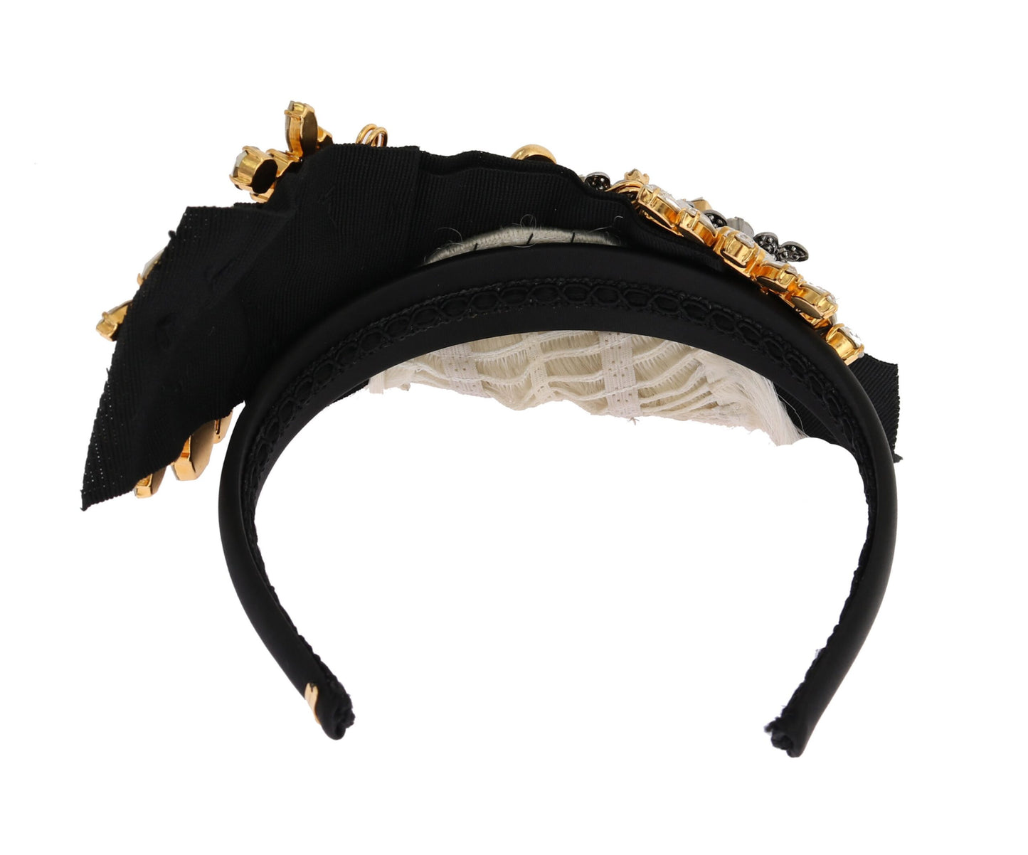 Dolce & Gabbana Schwarz Kristall Weiß Haar Parrucchiera Stirnband Diadem