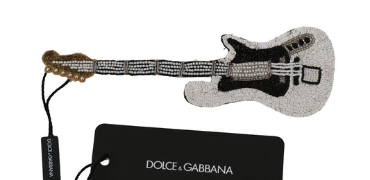 Dolce & Gabbana Gold Messing Perlen Gitarre Pin Accessoire Brosche