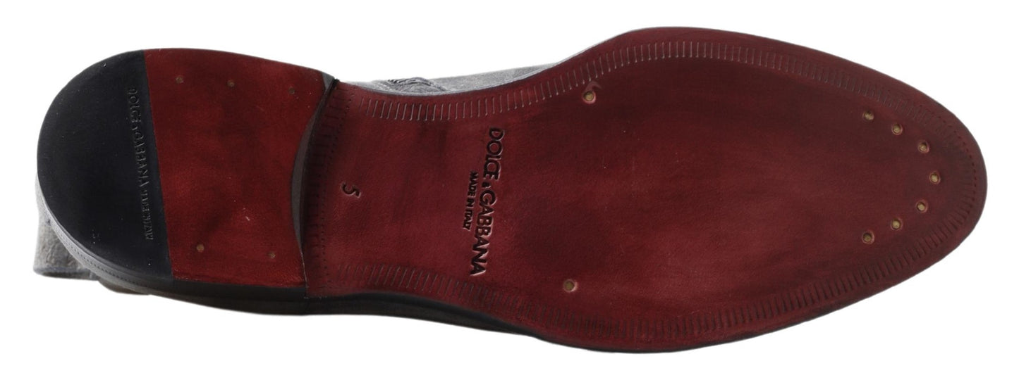 Dolce & Gabbana Graue Leder Herrenstiefel Schuhe