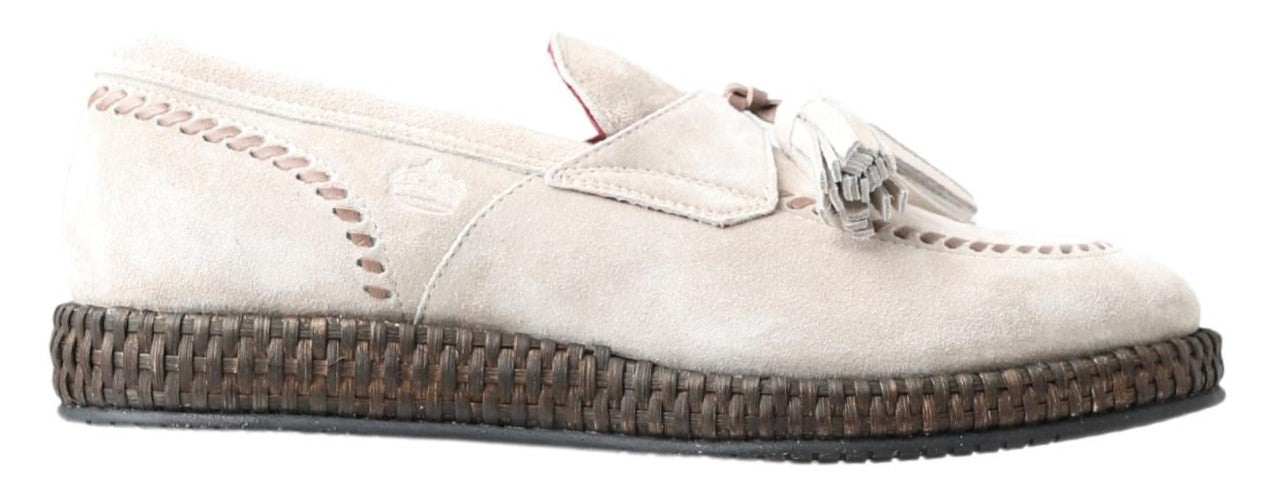 Dolce & Gabbana Elfenbeinfarbene Wildleder Herren Espadrille Schuhe