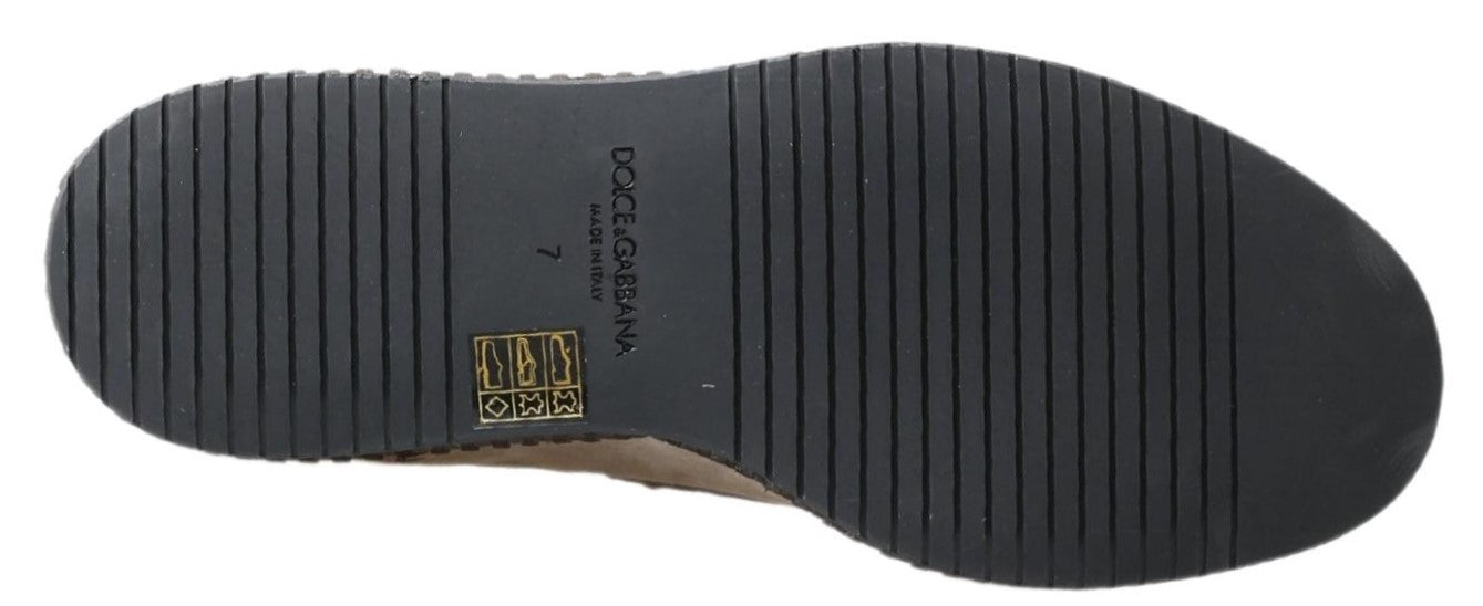 Dolce & Gabbana Elfenbeinfarbene Wildleder Herren Espadrille Schuhe