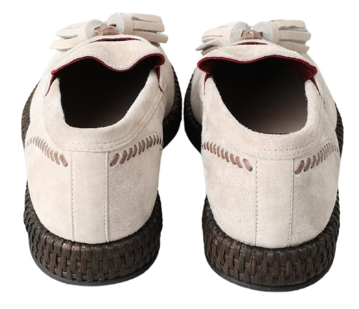 Dolce & Gabbana Elfenbeinfarbene Wildleder Herren Espadrille Schuhe