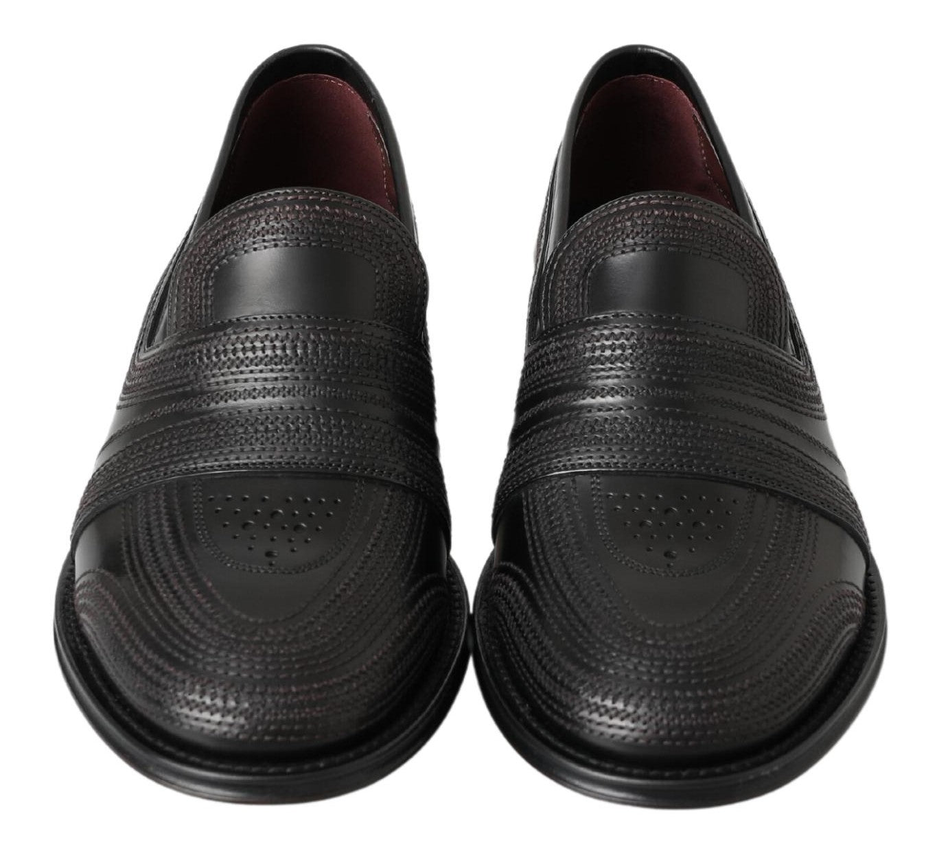 Dolce & Gabbana Schwarzes Leder Slipper Loafers Genähte Schuhe