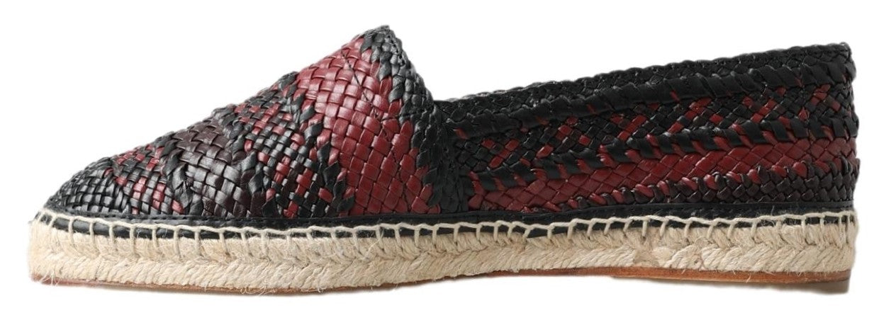 Dolce & Gabbana Schwarz Bordeaux Büffelleder Espadrille Schuhe