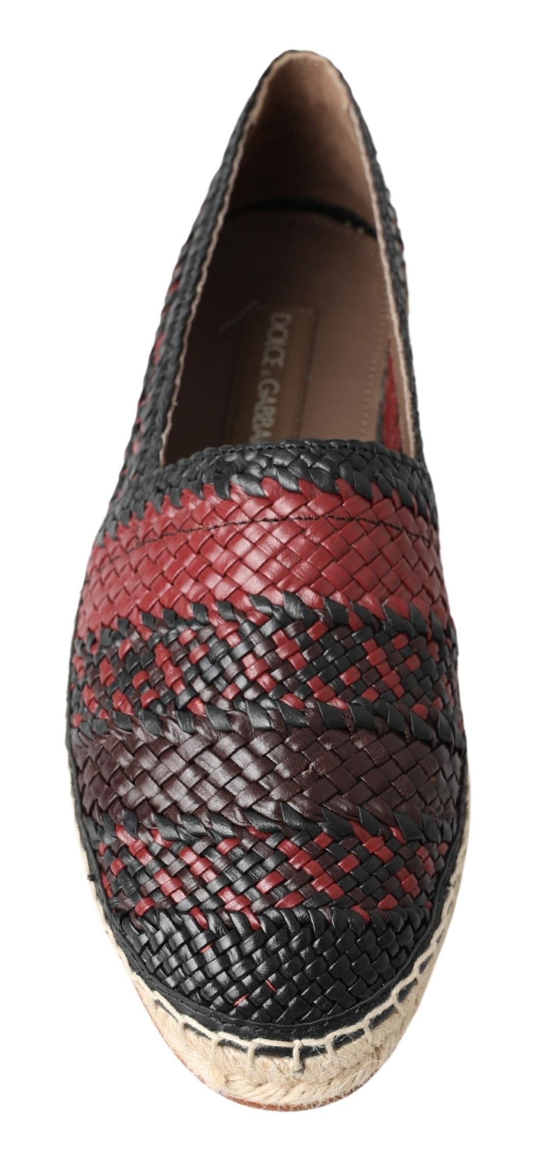 Dolce & Gabbana Schwarz Bordeaux Büffelleder Espadrille Schuhe