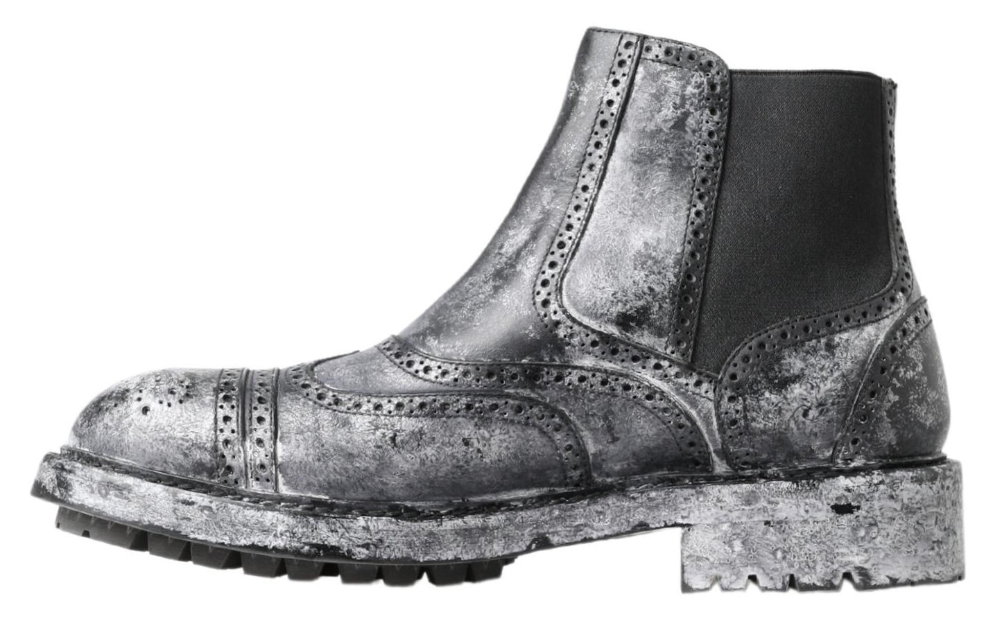 Dolce & Gabbana Schwarzgraue Lederstiefeletten