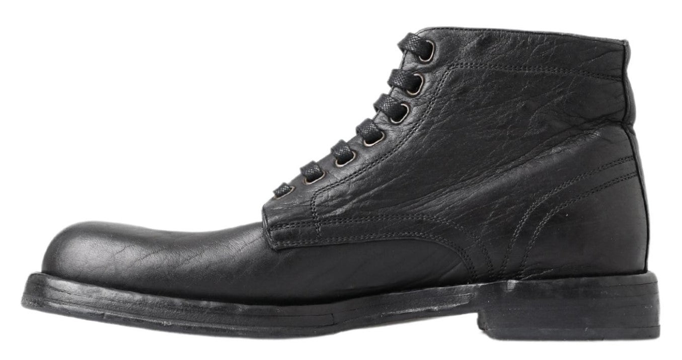 Dolce & Gabbana Schwarzes Pferd Leder Perugino Stiefel