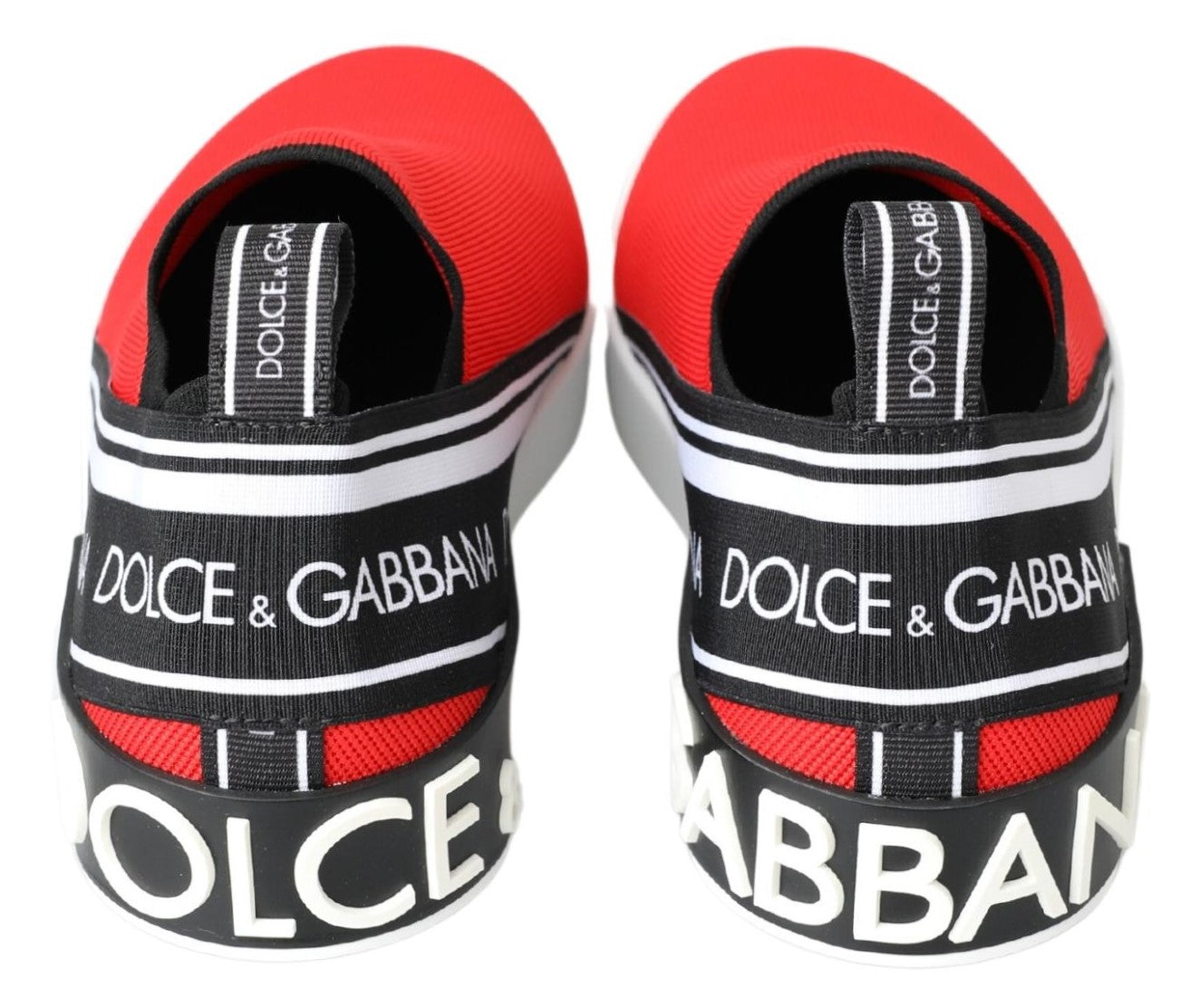 Dolce & Gabbana Rot Weiß Flache Turnschuhe Loafers Schuhe