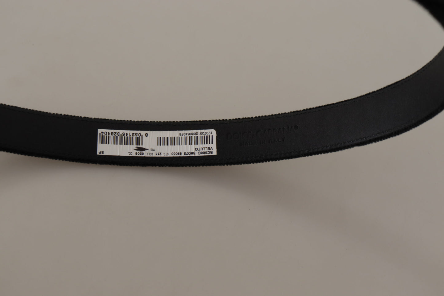 Dolce & Gabbana Schwarzer Samtledergürtel mit goldfarbener Metallschnalle