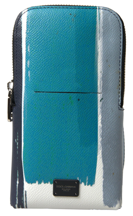 Dolce & Gabbana Blau Leder Geldbörse Crossbody Sling Phone Bag Unisex