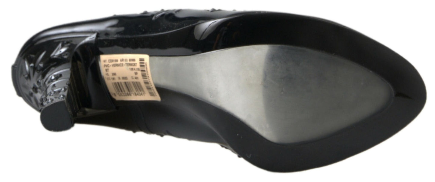 Dolce & Gabbana Schwarz CINDERELLA Floral Crystal Heels Schuhe