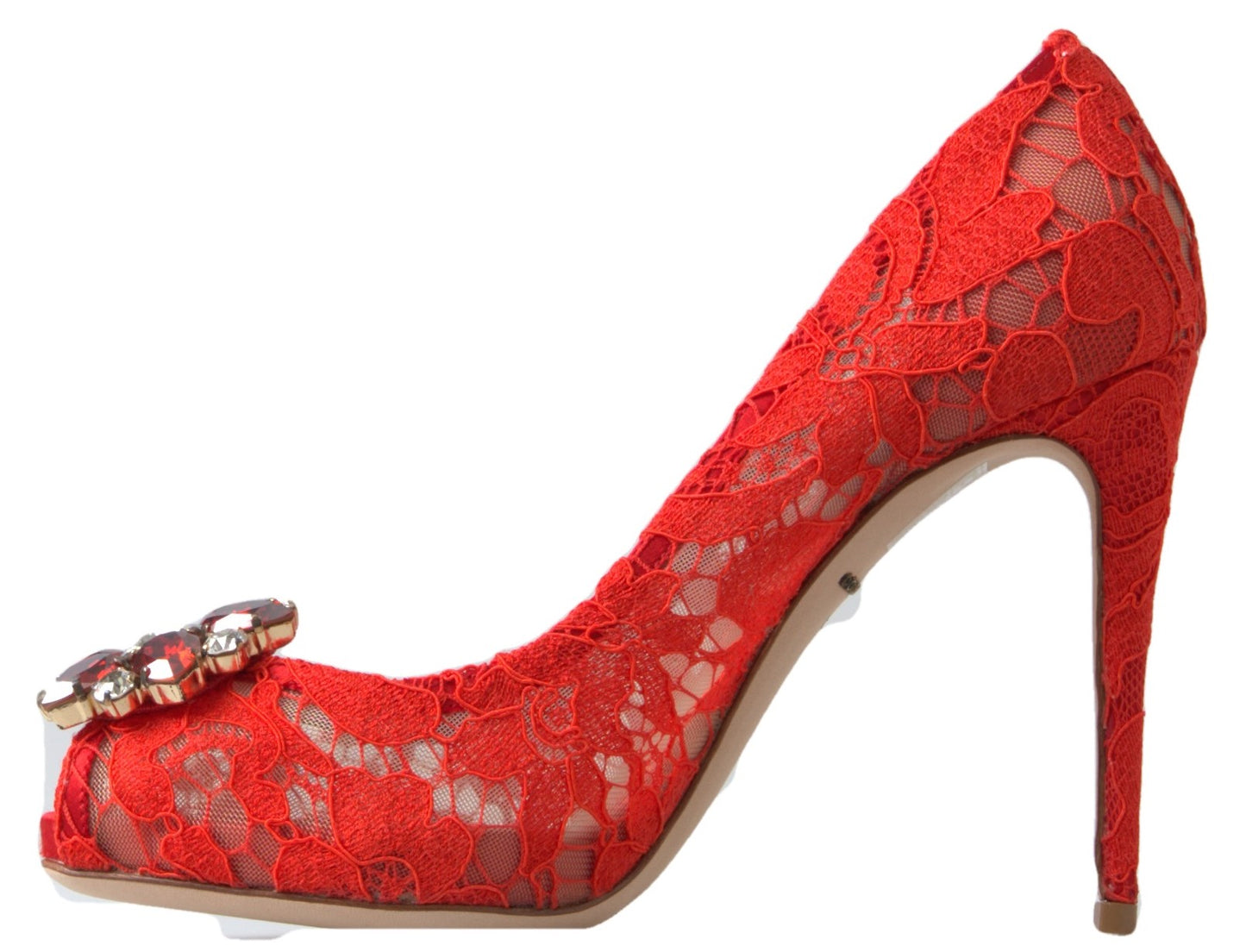 Dolce & Gabbana Rot Taormina Spitze Kristall Heels Pumps Schuhe