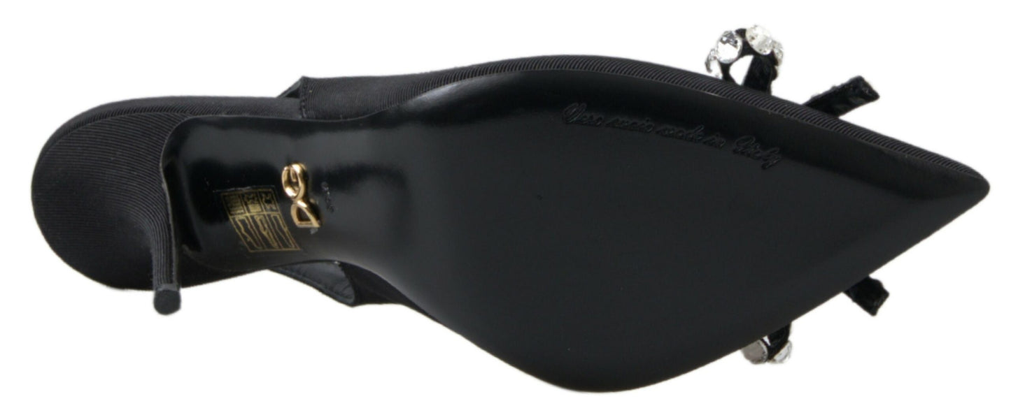 Dolce & Gabbana Schwarze kristallverzierte Schuhe mit Slingback-Absatz