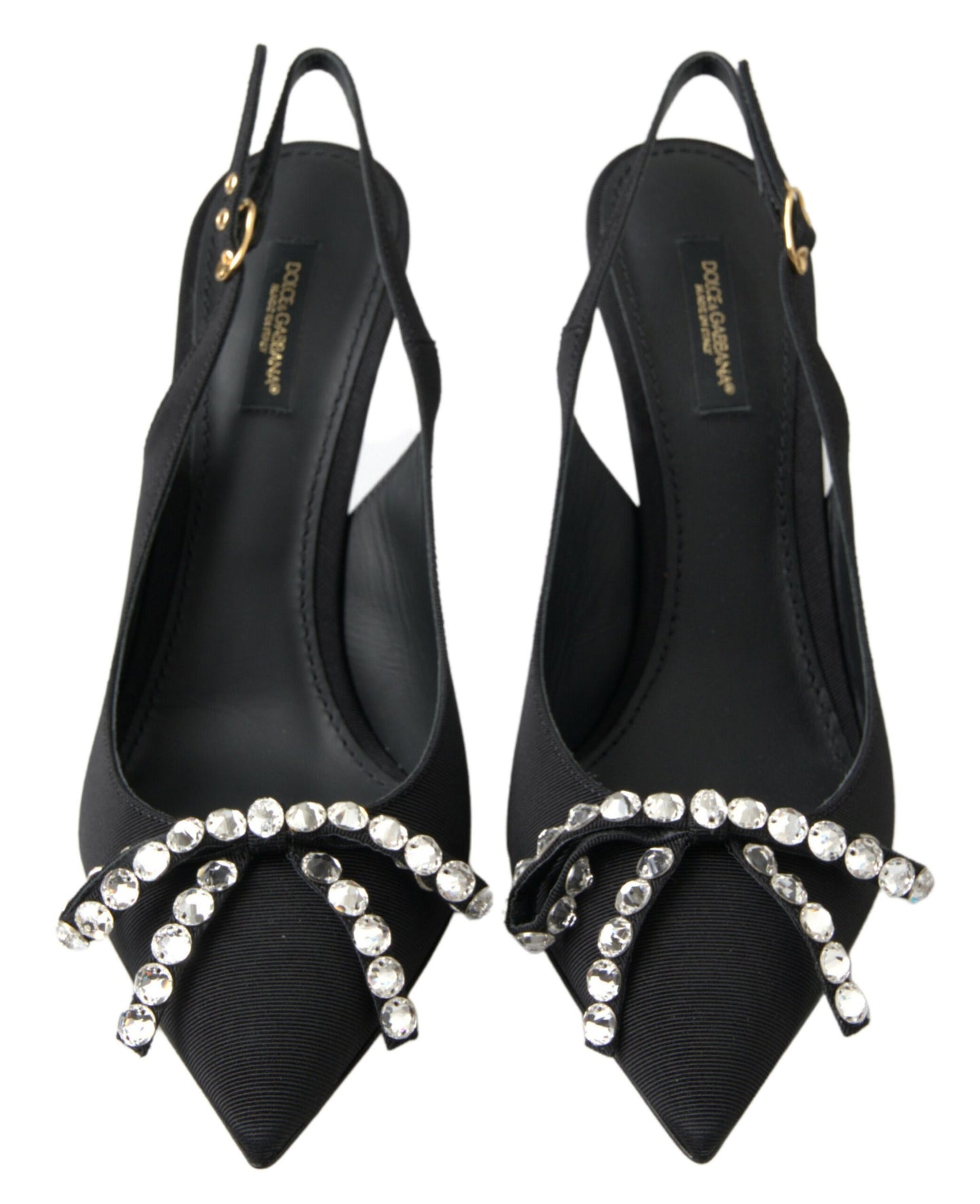 Dolce & Gabbana Schwarze kristallverzierte Schuhe mit Slingback-Absatz