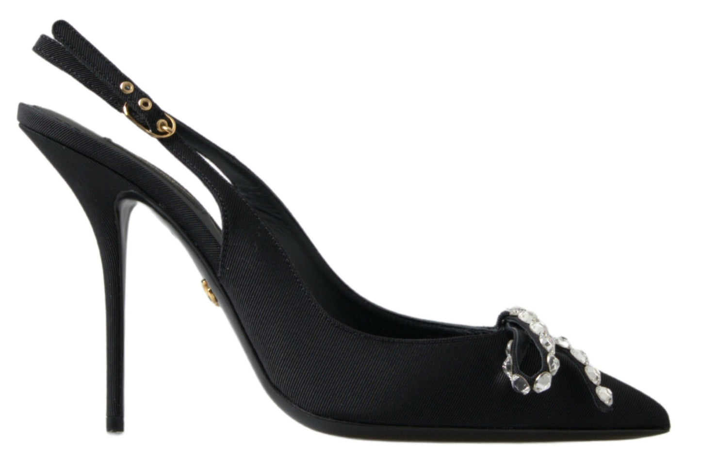 Dolce & Gabbana Schwarze kristallverzierte Schuhe mit Slingback-Absatz