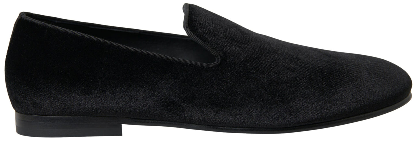 Dolce & Gabbana Schwarzer Samt Loafers Formelle Schuhe