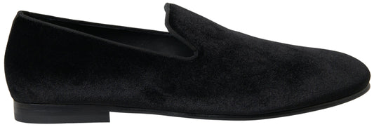 Dolce & Gabbana Schwarzer Samt Loafers Formelle Schuhe