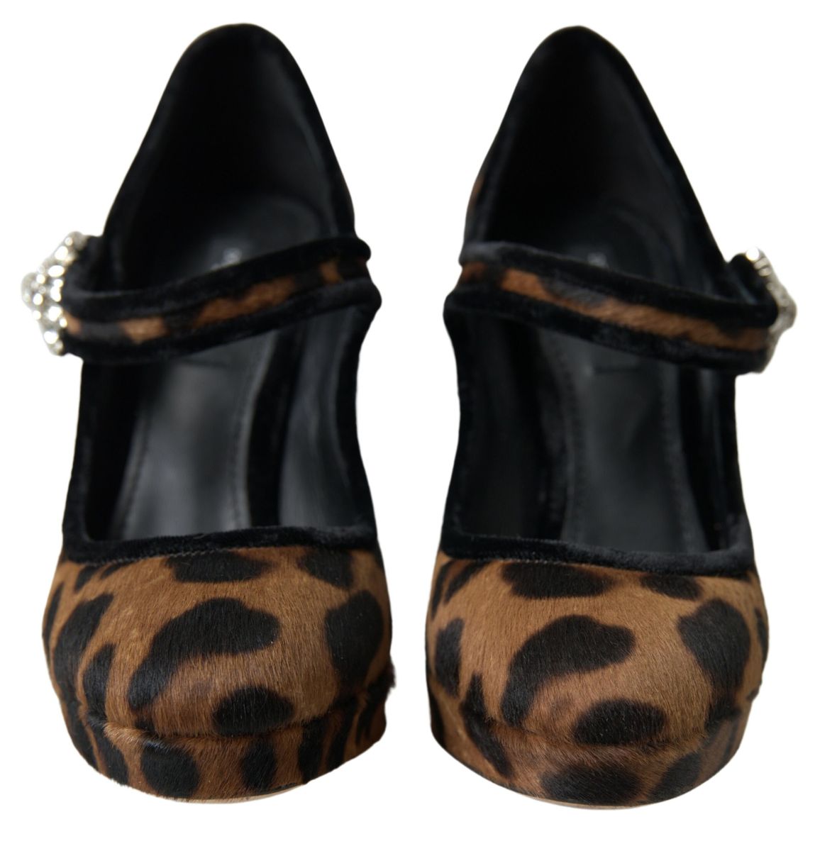 Dolce & Gabbana Schwarz Braun Kalb Leopard Absatz Mary Jane Pump Schuhe