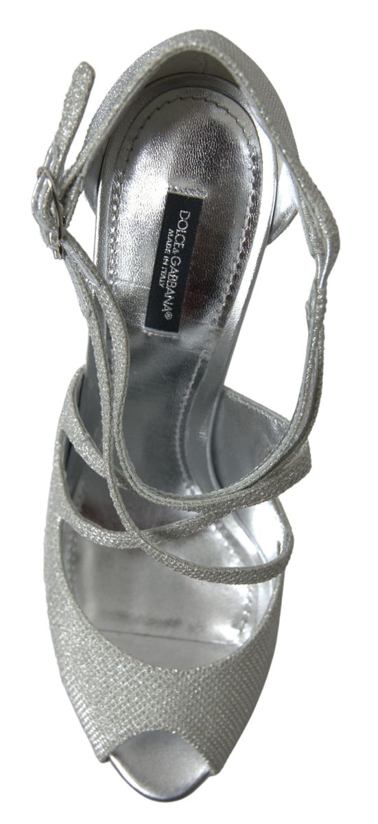 Dolce & Gabbana Silber schimmert Sandalen Absatz Pumps Schuhe