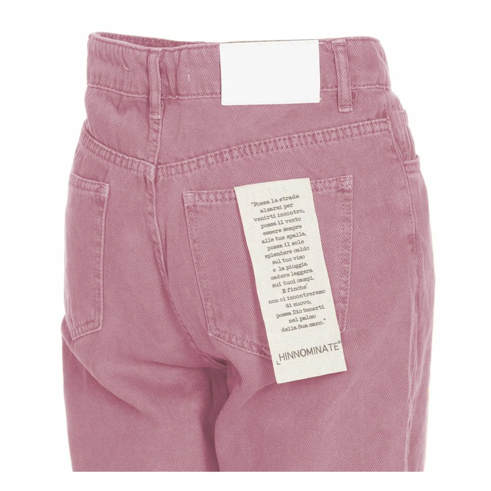 Hinnominate Schicke rosafarbene Raw Cut Bottom Jeans