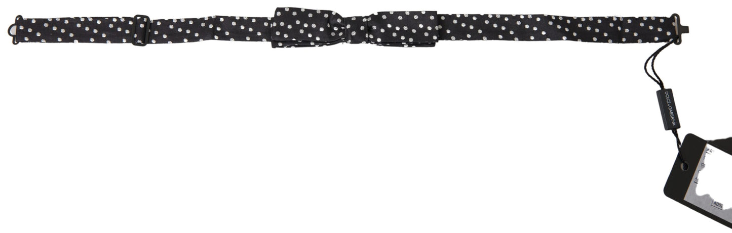 Dolce & Gabbana Schwarze Polka Dot Seide Verstellbare Männer Hals Papillon Fliege