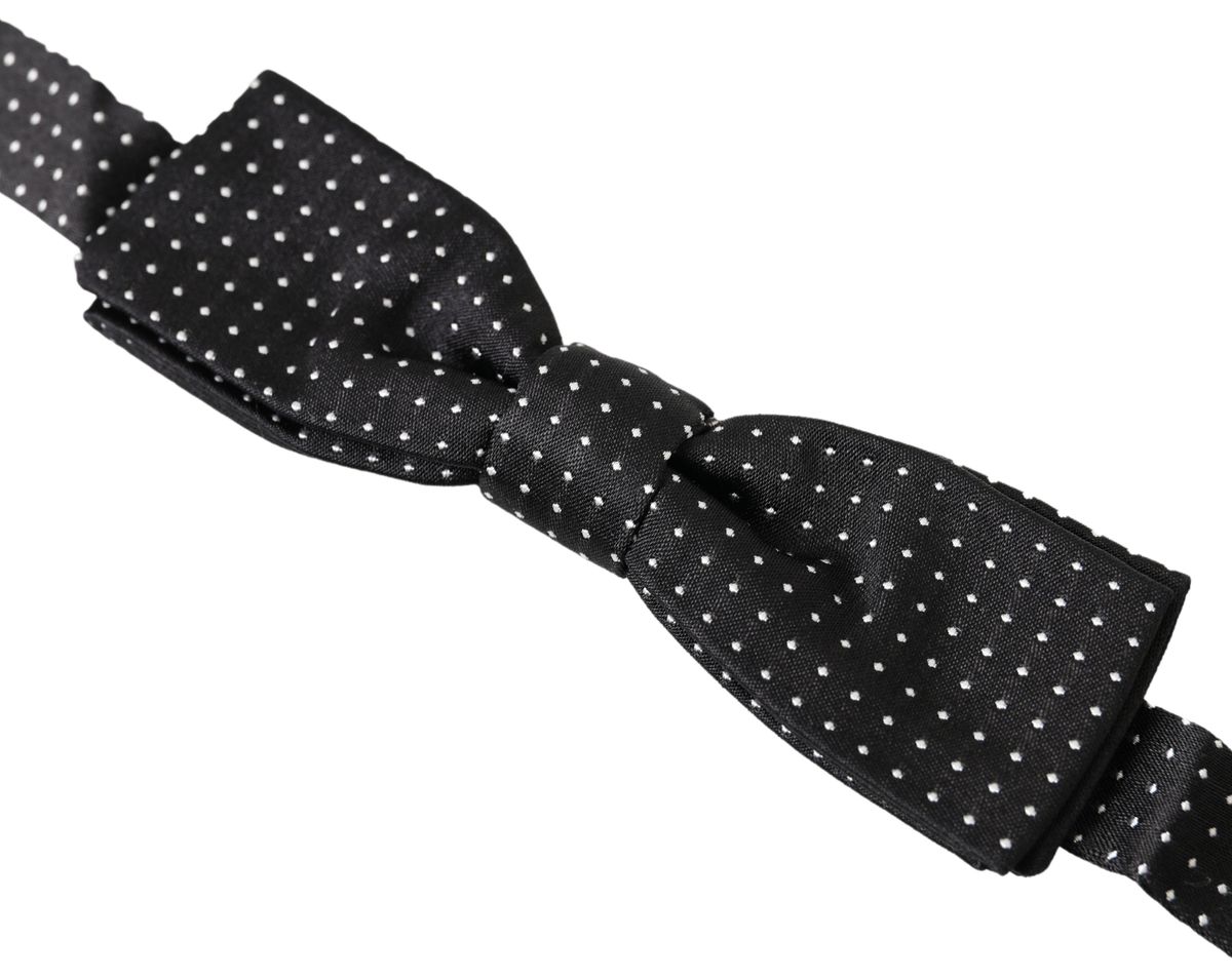 Dolce & Gabbana Schwarze Polka Dot Seide Verstellbare Männer Hals Papillon Fliege