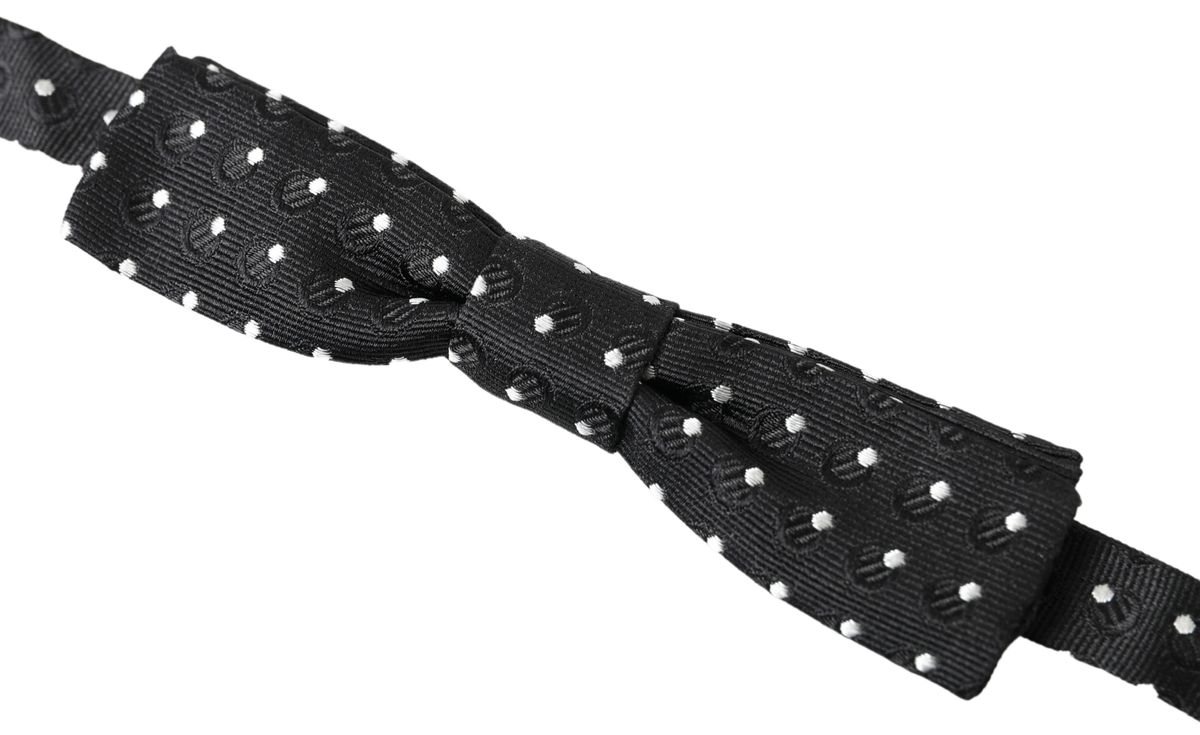Dolce & Gabbana Schwarze Polka Dot Seide Verstellbare Männer Hals Papillon Fliege