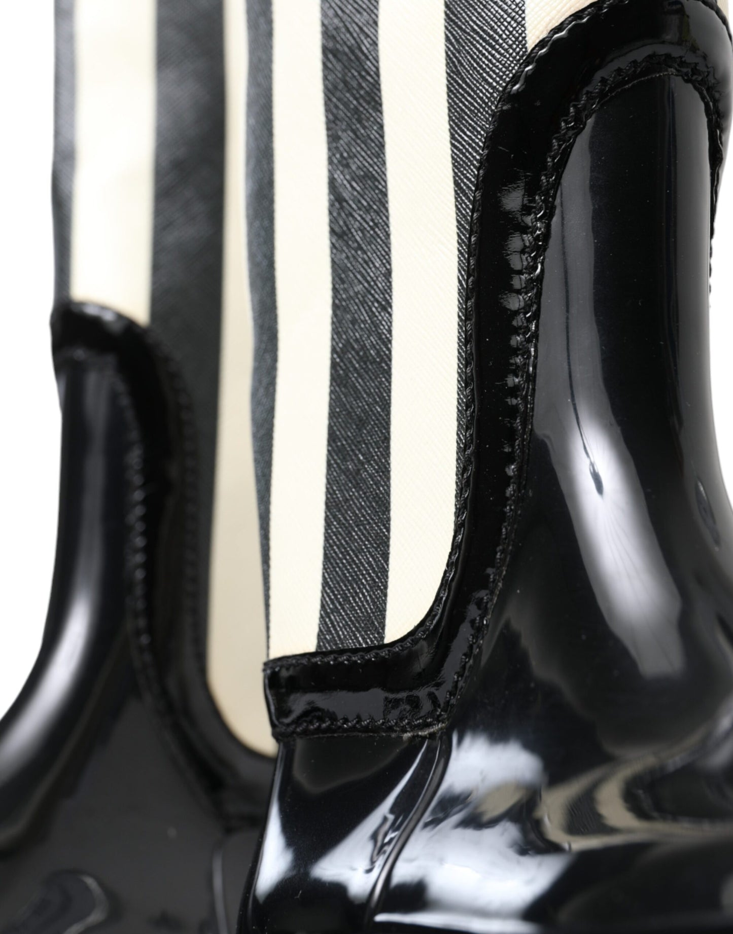 Dolce & Gabbana Schwarze kniehohe flache Gummistiefel Schuhe