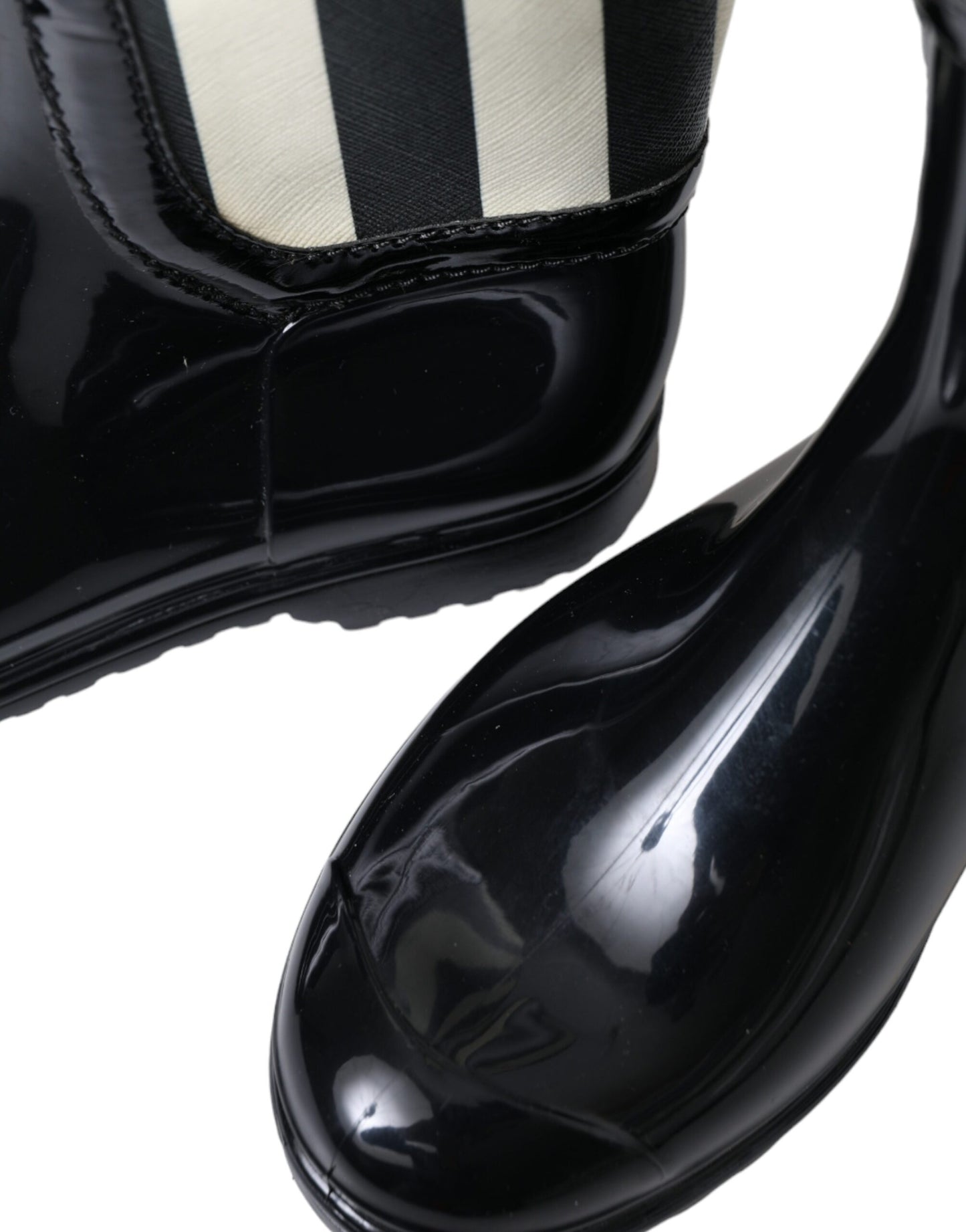 Dolce & Gabbana Schwarze kniehohe flache Gummistiefel Schuhe
