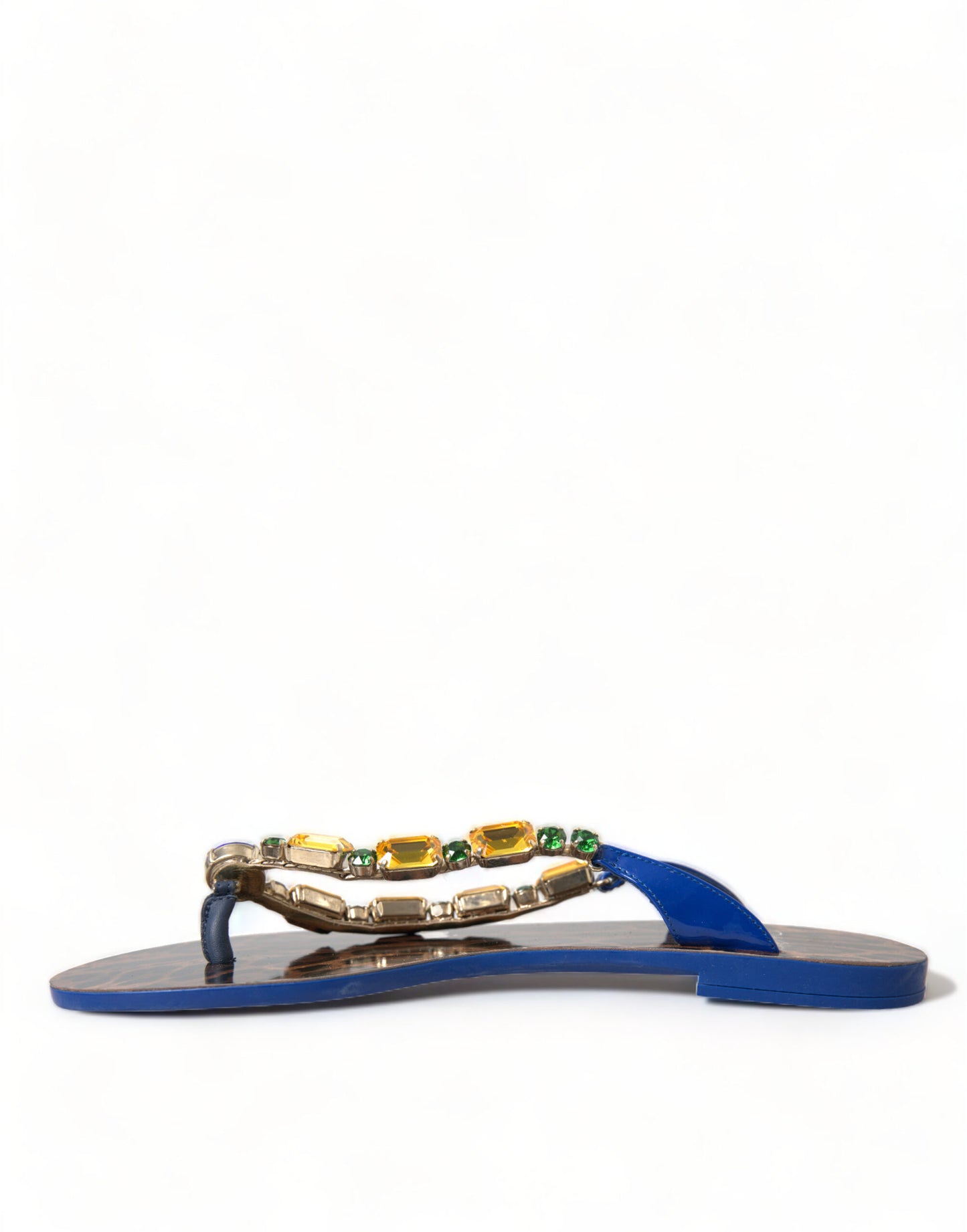Dolce & Gabbana Blau Kristalle Flats Sandalen Beachwear Schuhe
