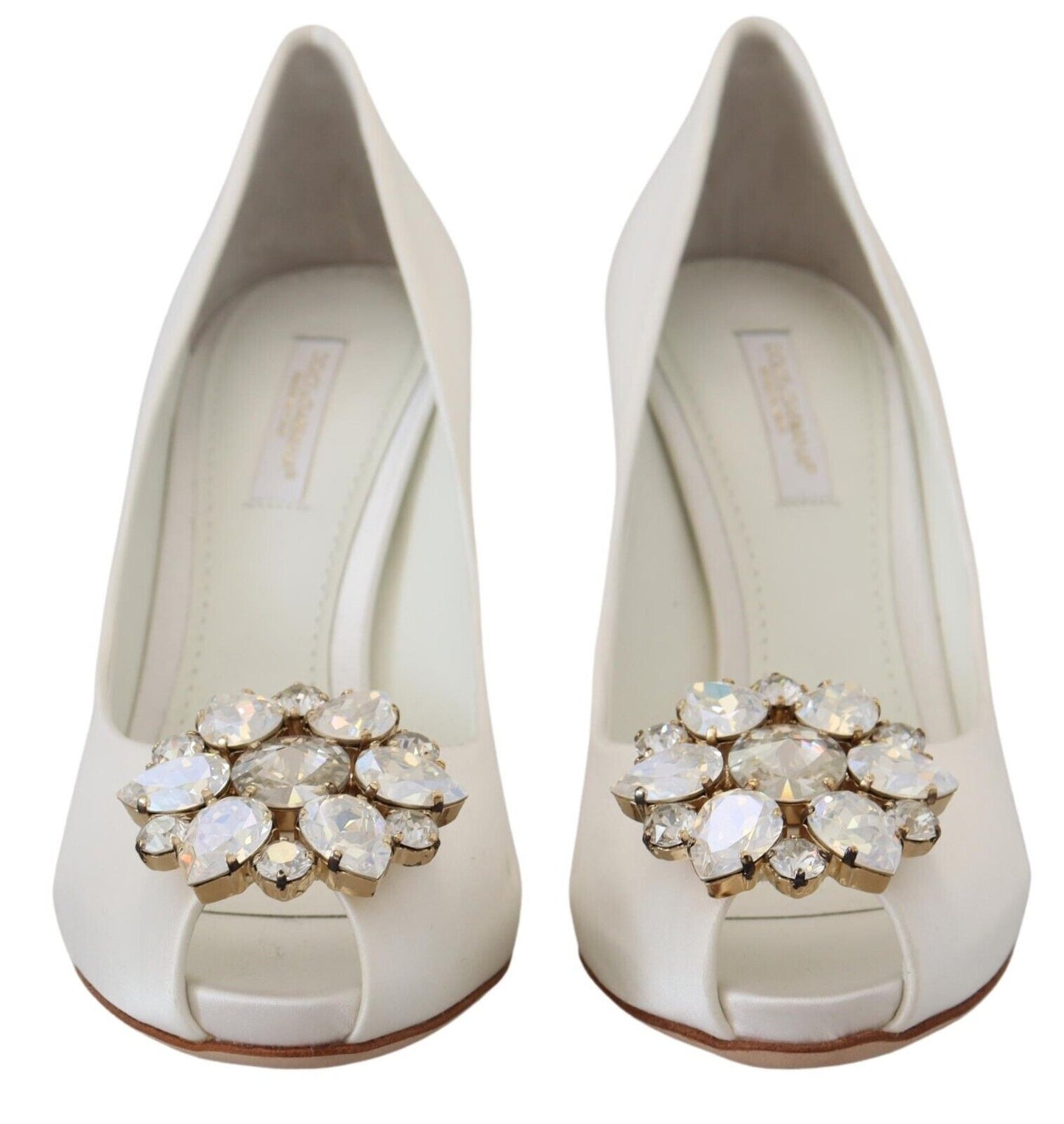 Dolce & Gabbana Satin Pumps mit weißem Kristall-Absatz
