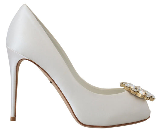 Dolce & Gabbana Satin Pumps mit weißem Kristall-Absatz
